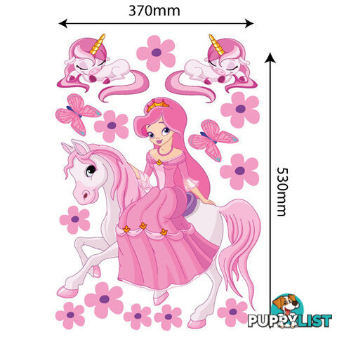 Large Size Princess on a horse with unicorns Wall Sticker - Totally Movable