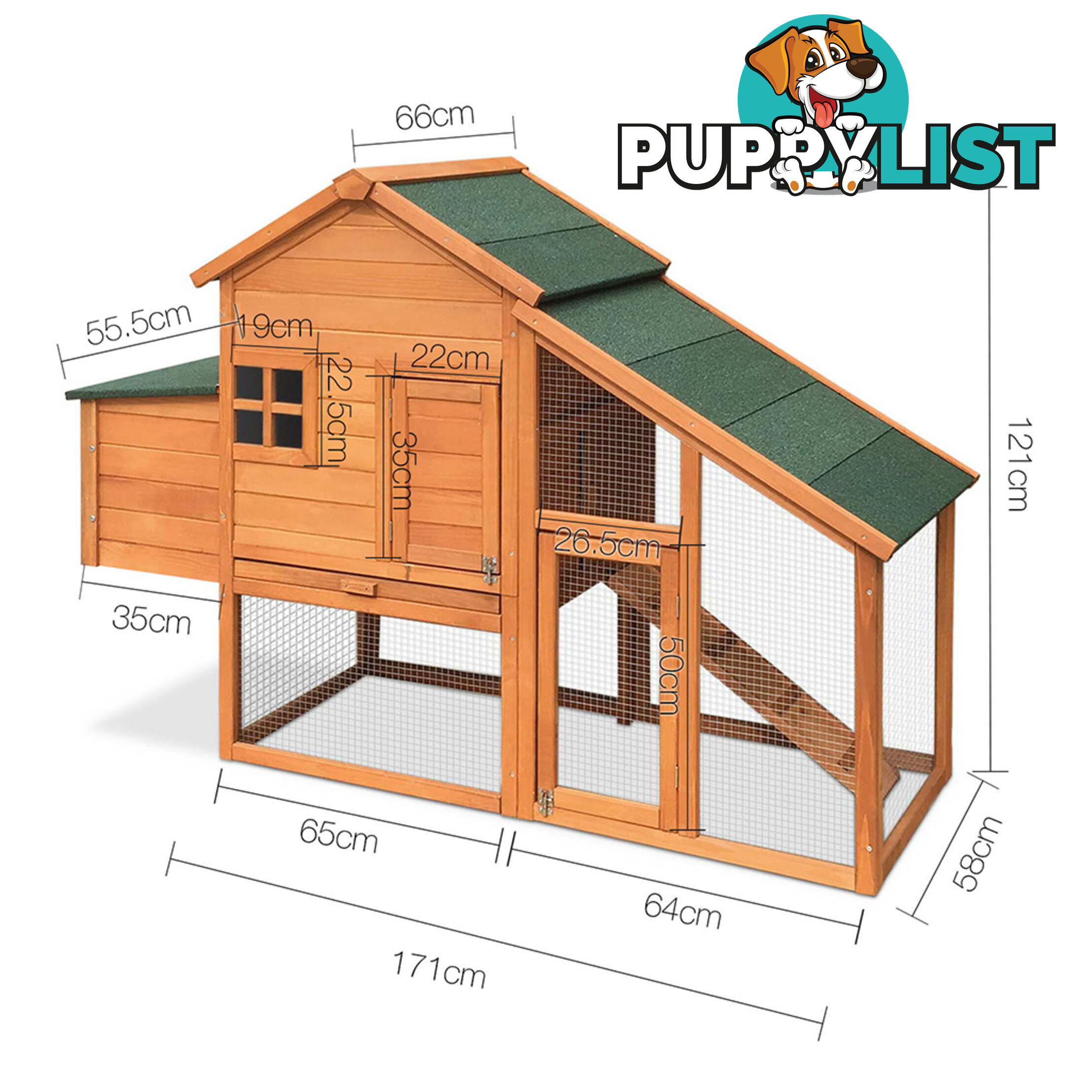 Wooden Pet Hutch with Nesting Box