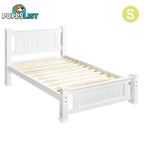 Wooden Bed Frame Pine Wood Single White