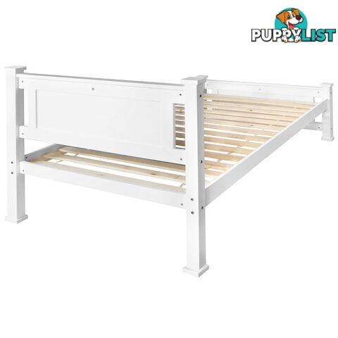 Wooden Bed Frame Pine Wood Single White