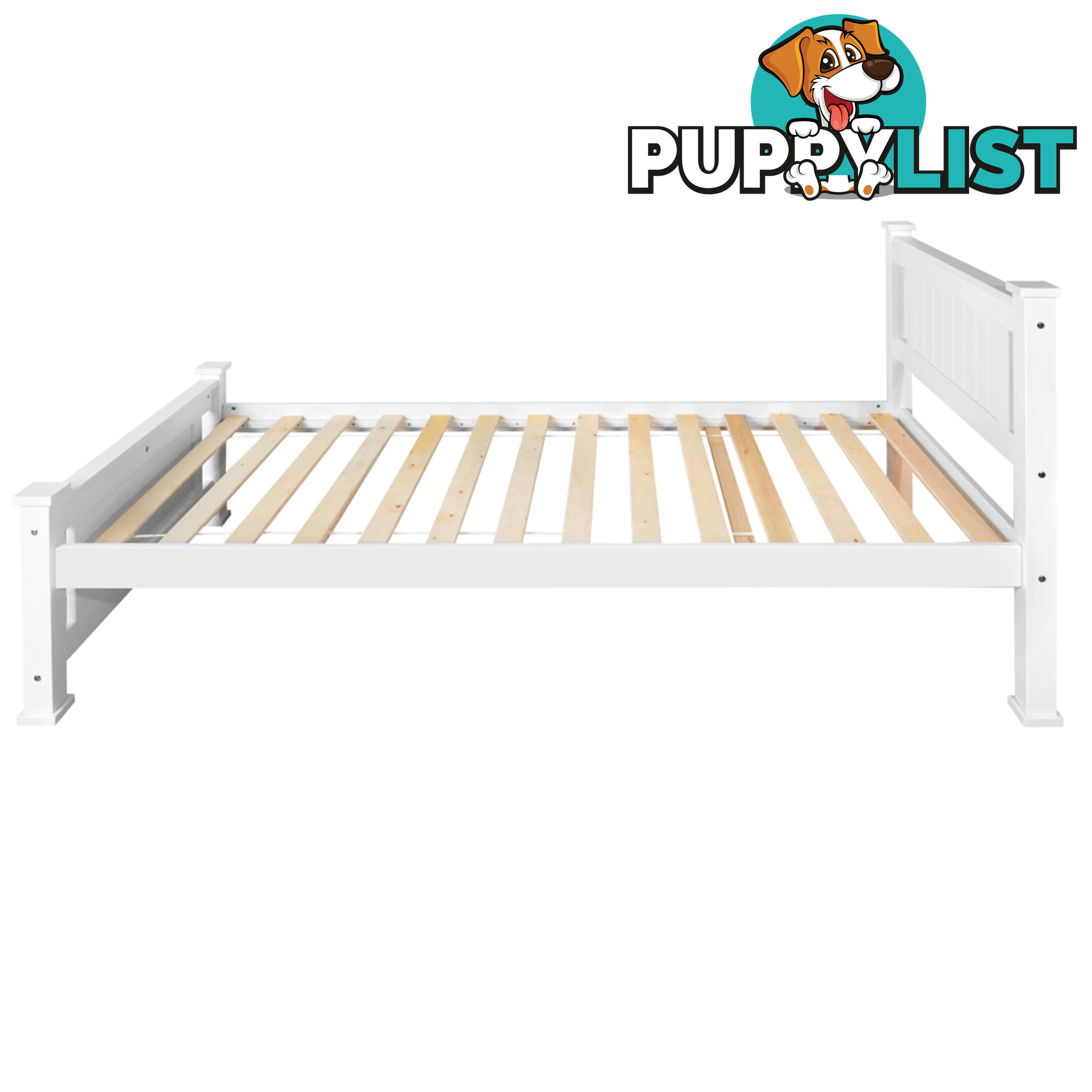 Wooden Bed Frame Pine Wood Single White