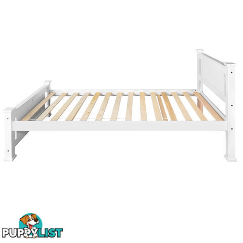 Wooden Bed Frame Pine Wood Single White