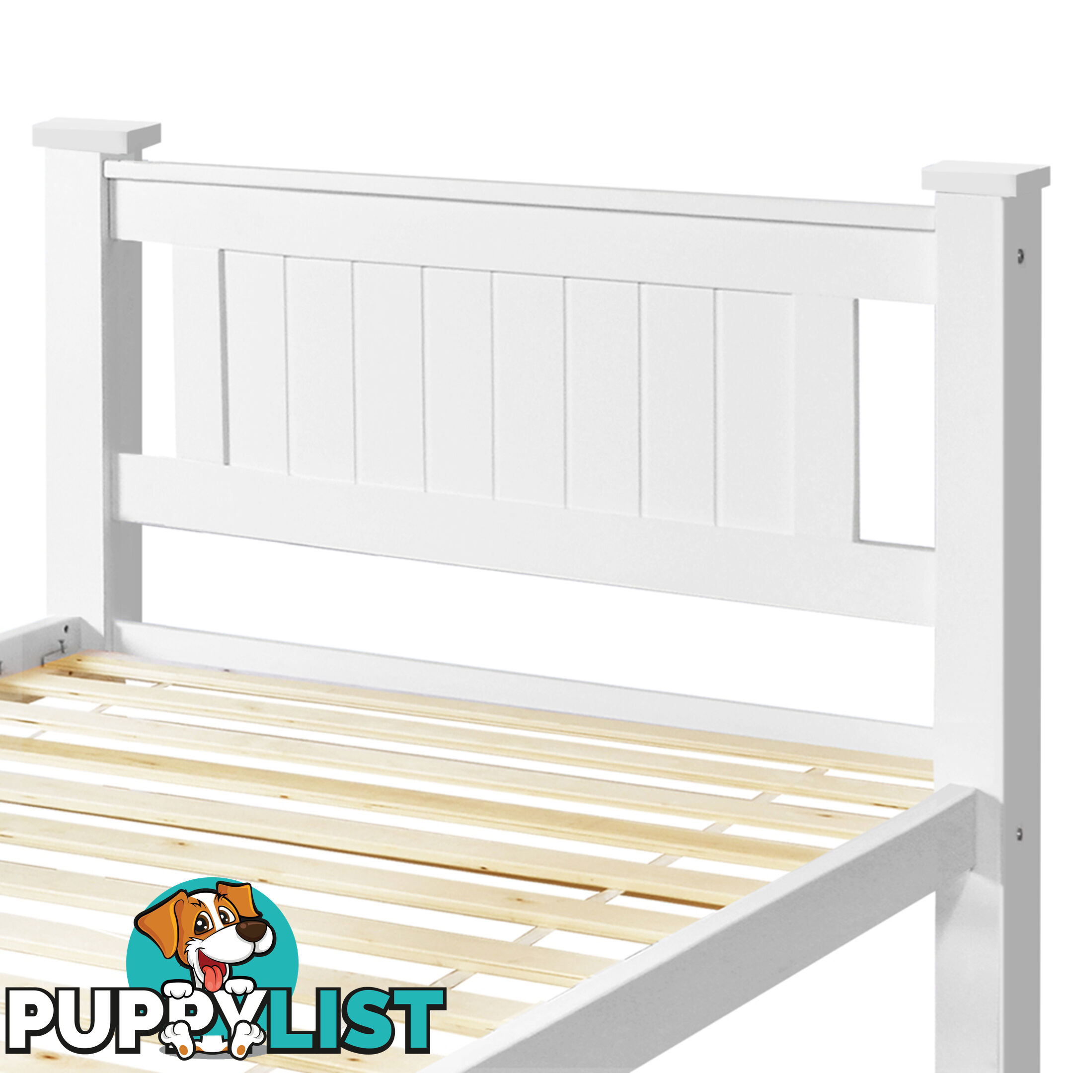 Wooden Bed Frame Pine Wood Single White