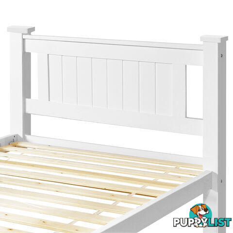 Wooden Bed Frame Pine Wood Single White