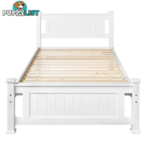 Wooden Bed Frame Pine Wood Single White