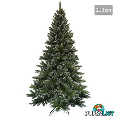 7FT Premium Snowy Christmas Tree 210cm Xmas Home Decoration Steel Base Green