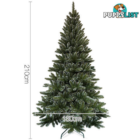 7FT Premium Snowy Christmas Tree 210cm Xmas Home Decoration Steel Base Green