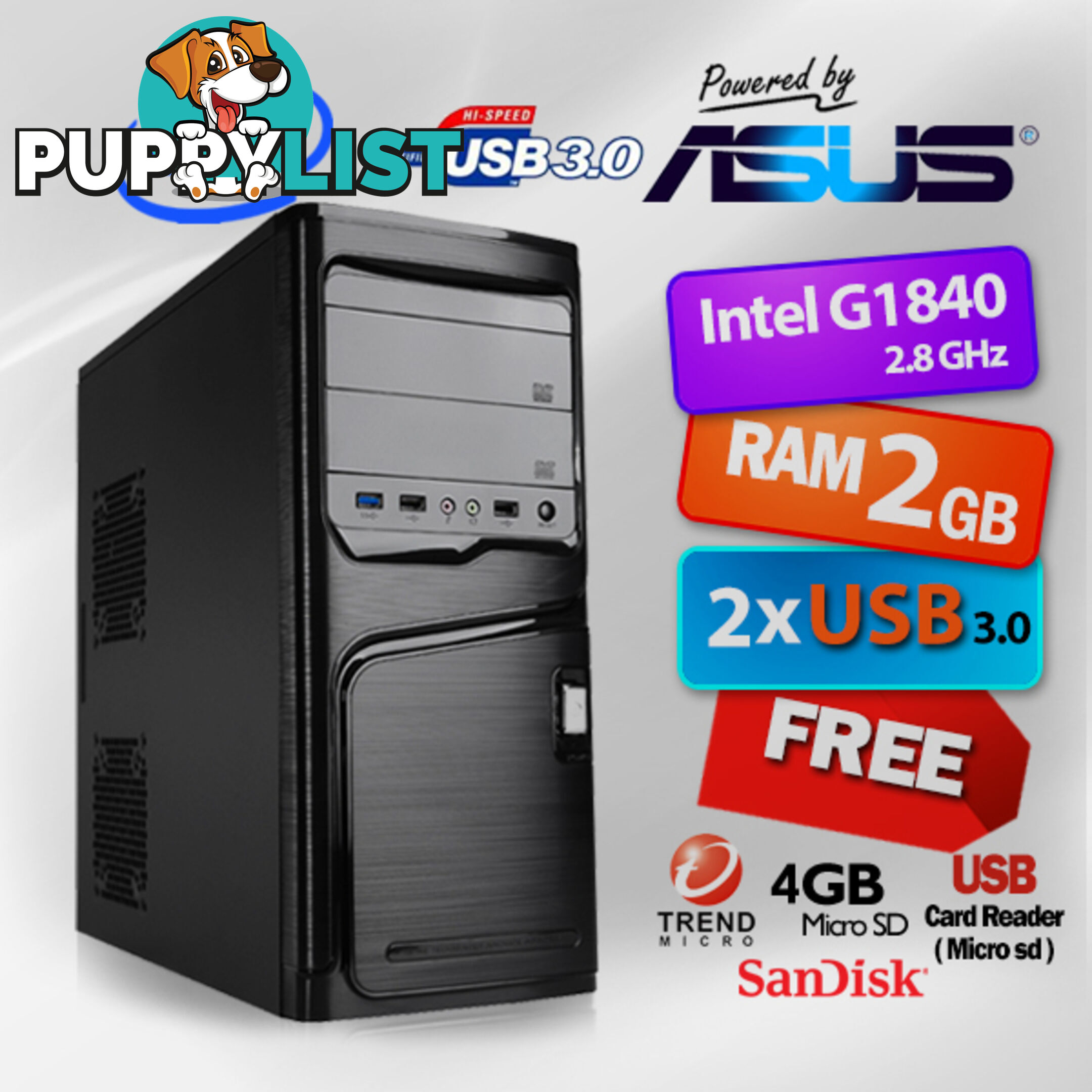 Powerd By ASUS PC Celeron G1840 Dual Core / 2GB RAM