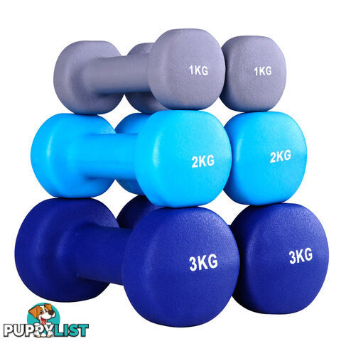 Everfit 6 Piece 12kg Dumbbell Weights Set w/ Stand