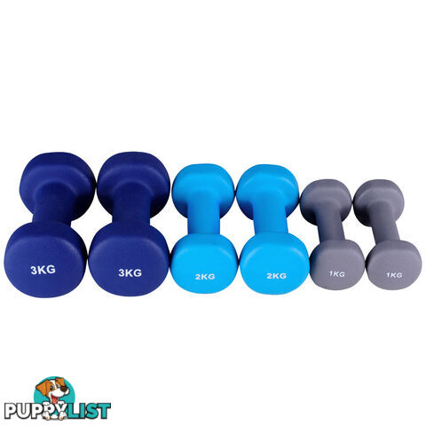 Everfit 6 Piece 12kg Dumbbell Weights Set w/ Stand