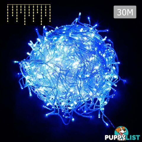 Blue White 800 LED Fairy Icicle Lights Outdoor Indoor Decoration Wedding Party