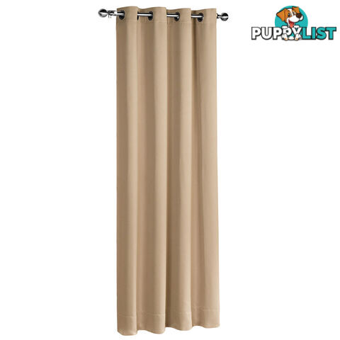 Luxury Blockout Eyelet Curtain 3 Layers Pure Fabric Room Darkening Latte 140cm