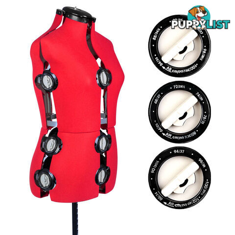 Size 8 - 14 Adjustable Dressmaking Female Mannequin Tailor Cloth Display Red