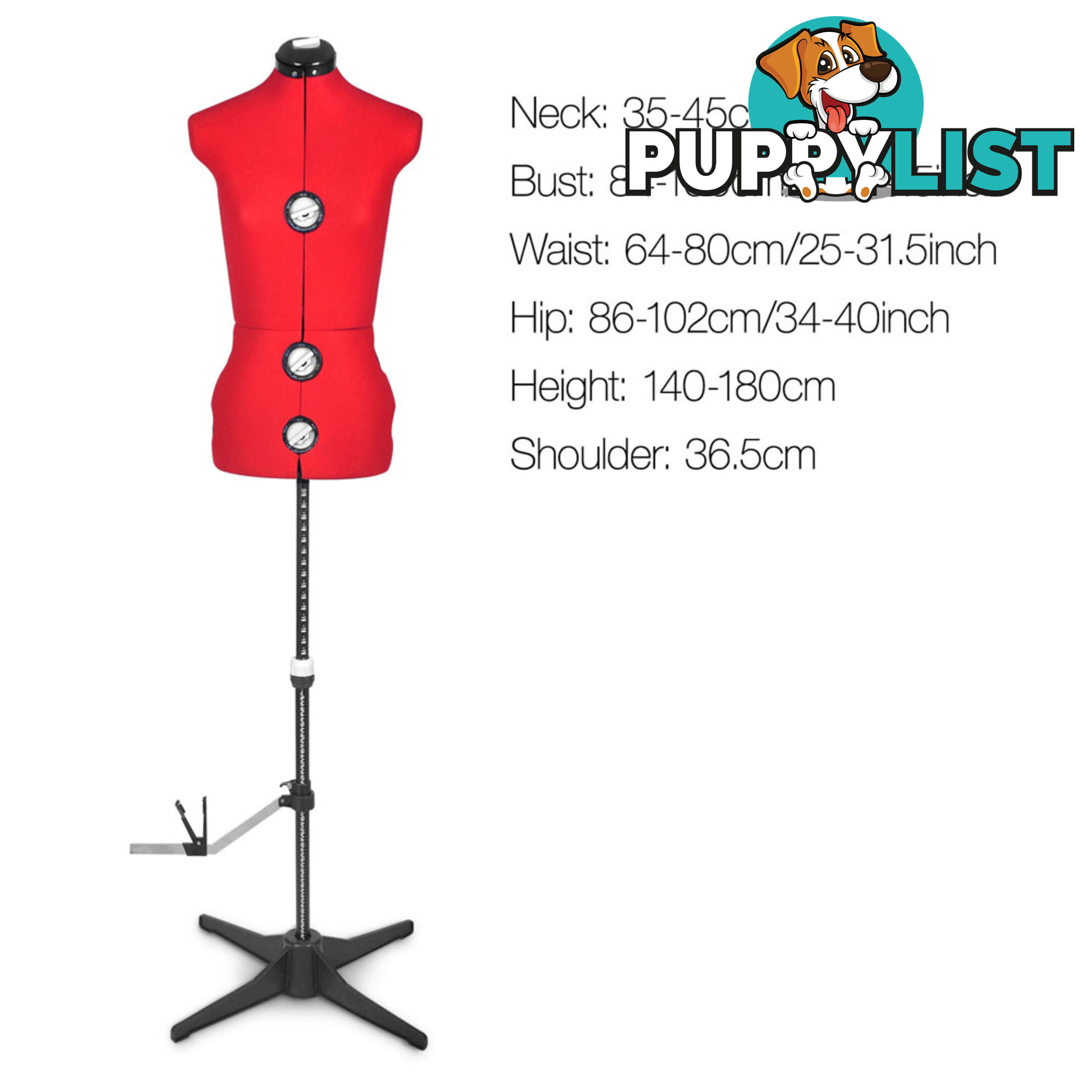 Size 8 - 14 Adjustable Dressmaking Female Mannequin Tailor Cloth Display Red