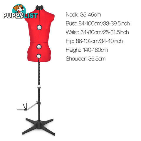 Size 8 - 14 Adjustable Dressmaking Female Mannequin Tailor Cloth Display Red
