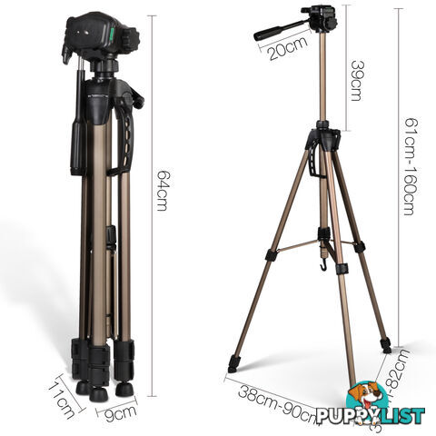 160cm Professional Camera Tripod Digital DSLR Video Camcorder 3Way Fluid Panhead