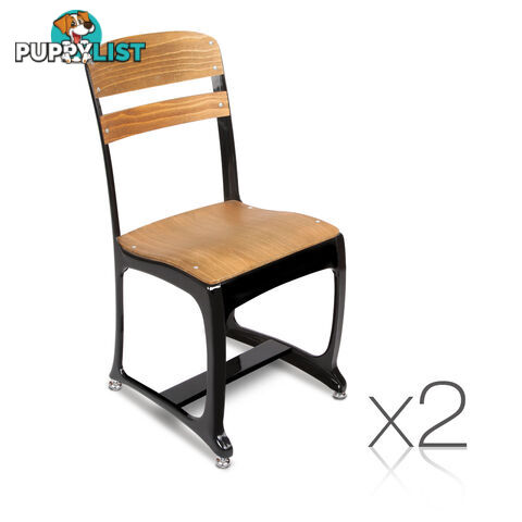 2 x Replica Eton Dining Chairs Vintage Warehouse Industrial Style Chair Black