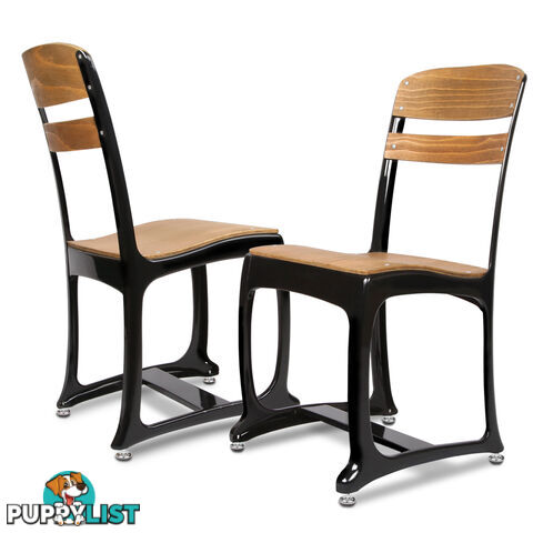 2 x Replica Eton Dining Chairs Vintage Warehouse Industrial Style Chair Black