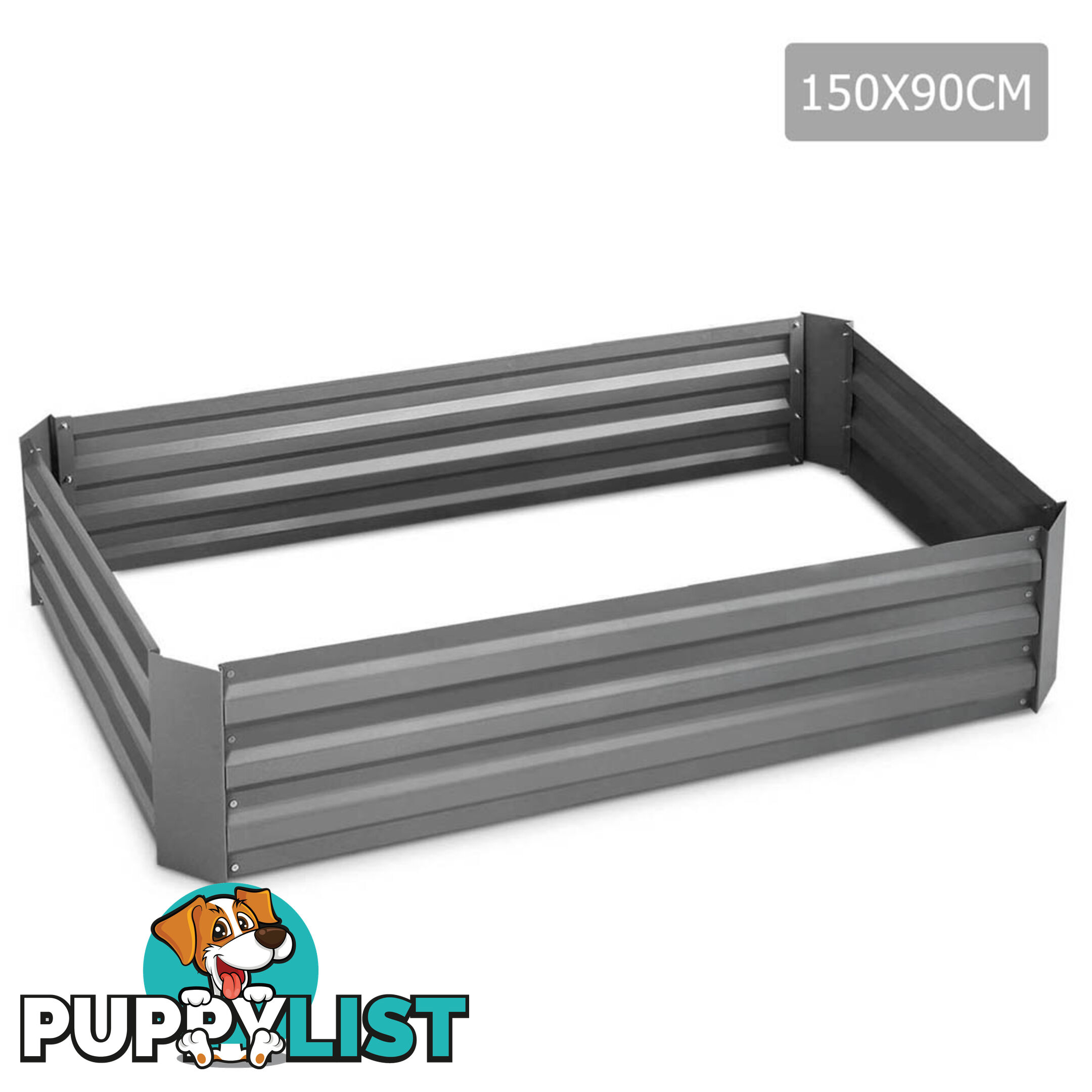 Raised Garden Bed Galvanised Steel 150x90x30cm Elevated Instant Planter Grey