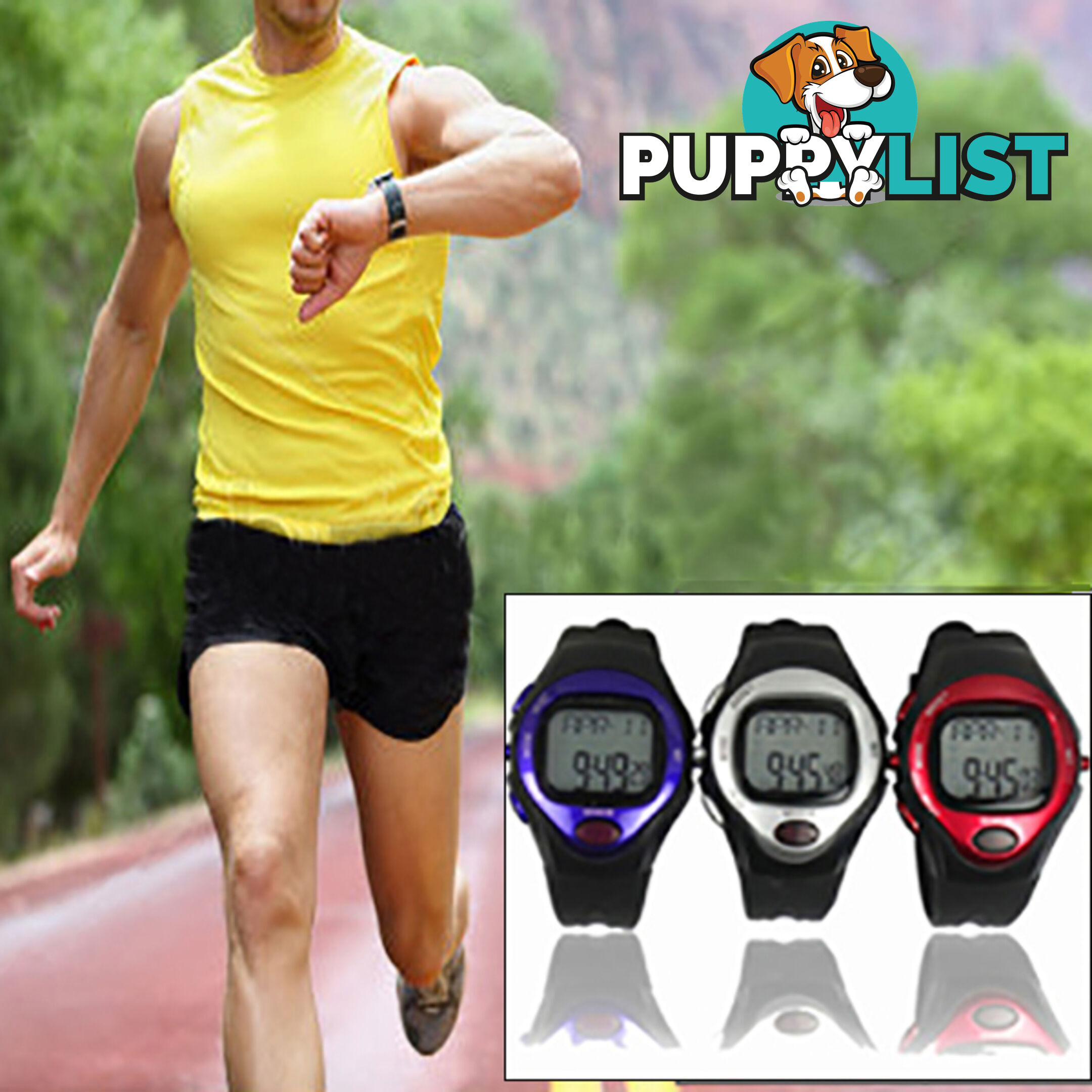 Exercise Pulse Heart Rate Monitor Calorie Counter Sports Watch Silver