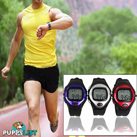 Exercise Pulse Heart Rate Monitor Calorie Counter Sports Watch Silver