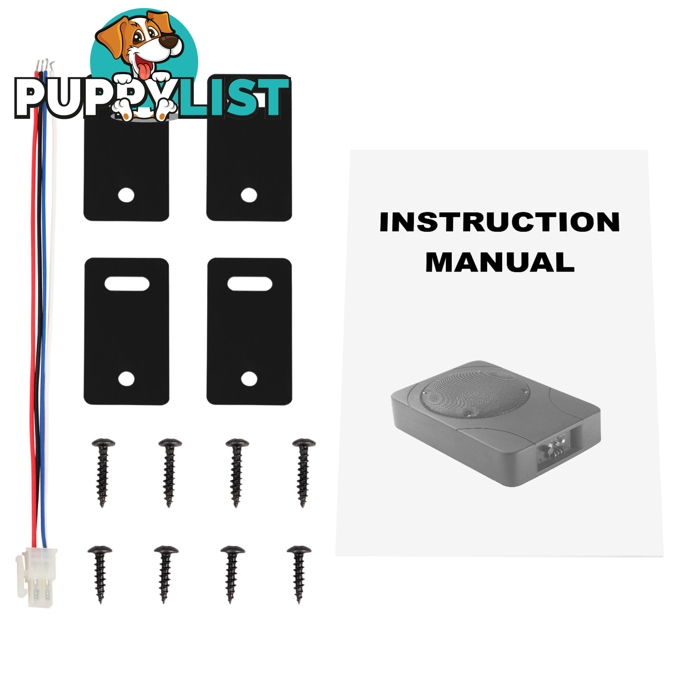 Car Sub Woofer Amplifier Speakers w/ Inbuilt Amp Cables