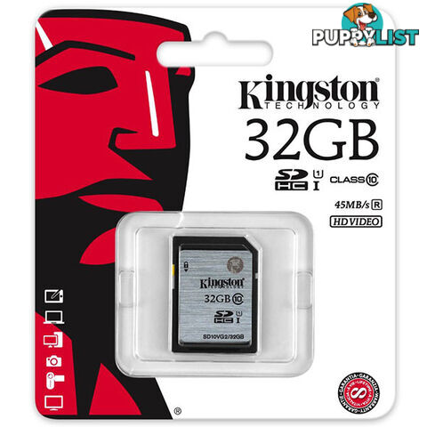 KINGSTON 32GB SDHC Class10 UHS-I 80MB/s Read Flash Card  Retail(SD10VG2/32GBFR)