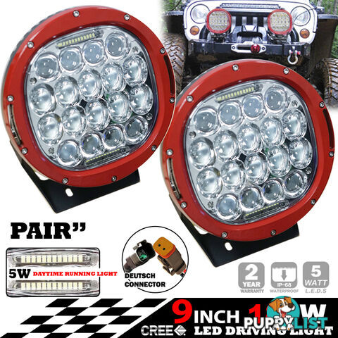 PAIR 185W CREE LED Driving Light Offroad Spotlights DRL Replace HID Bar 96W Red