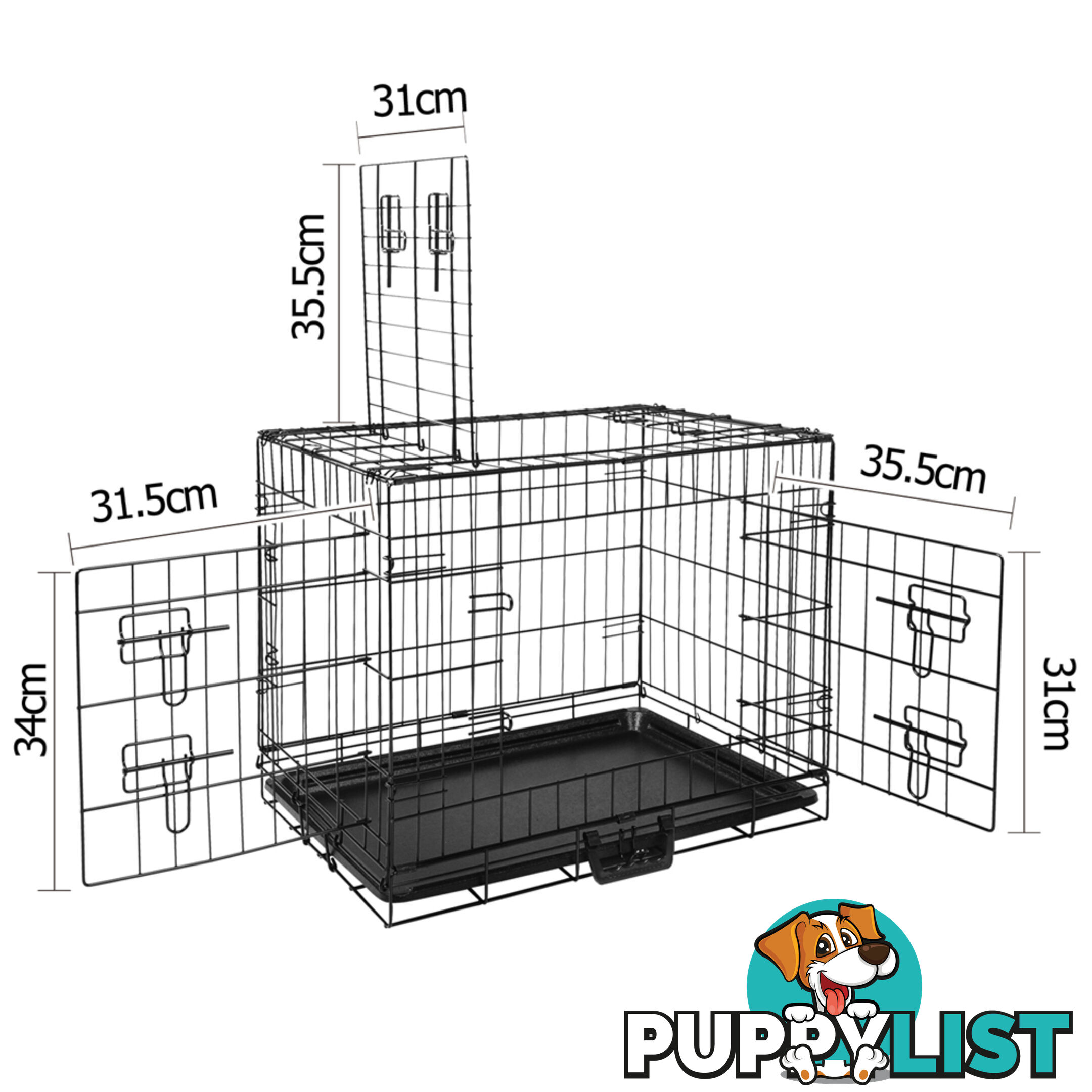 24 Inch Pet Portable Foldable Metal Cage Black