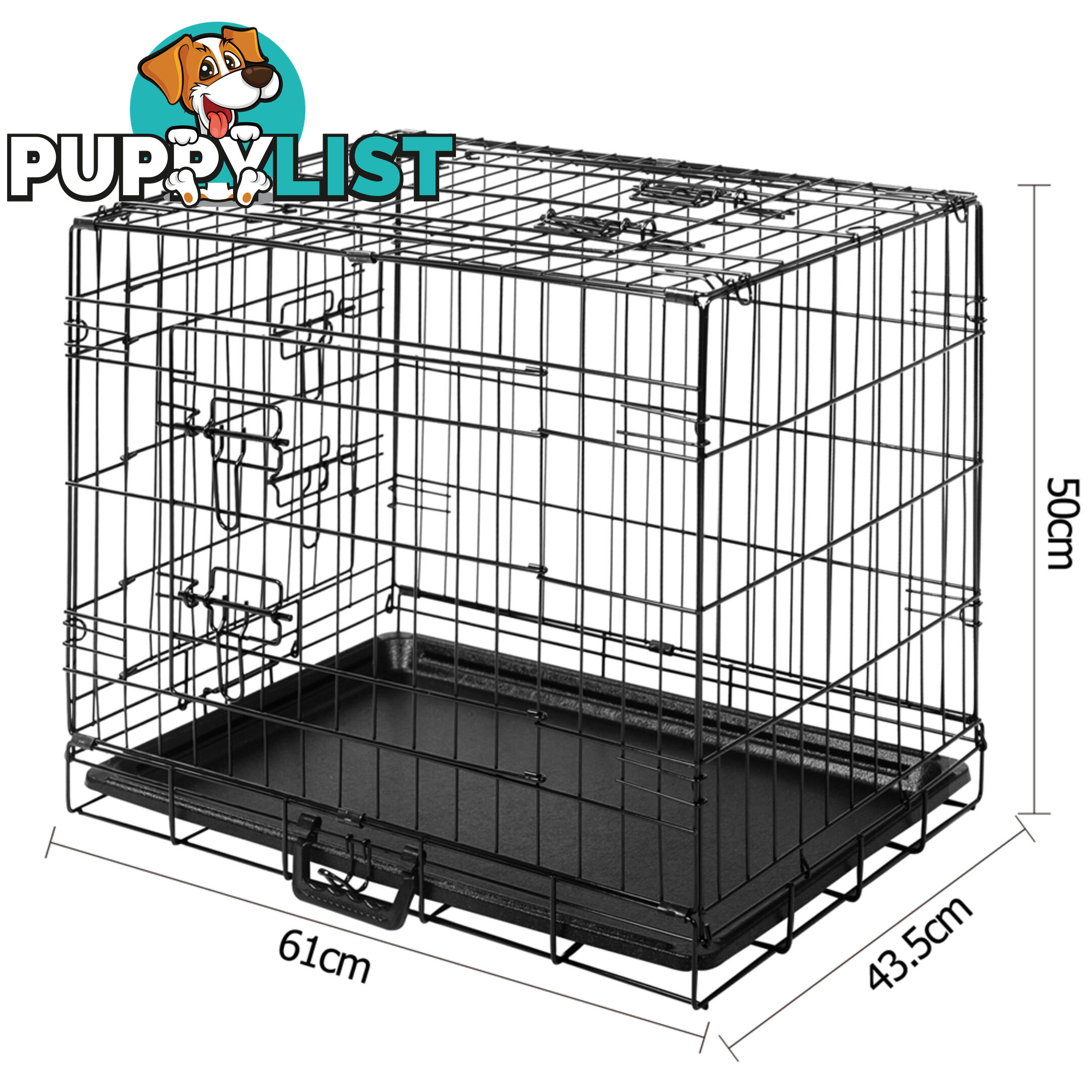 24 Inch Pet Portable Foldable Metal Cage Black