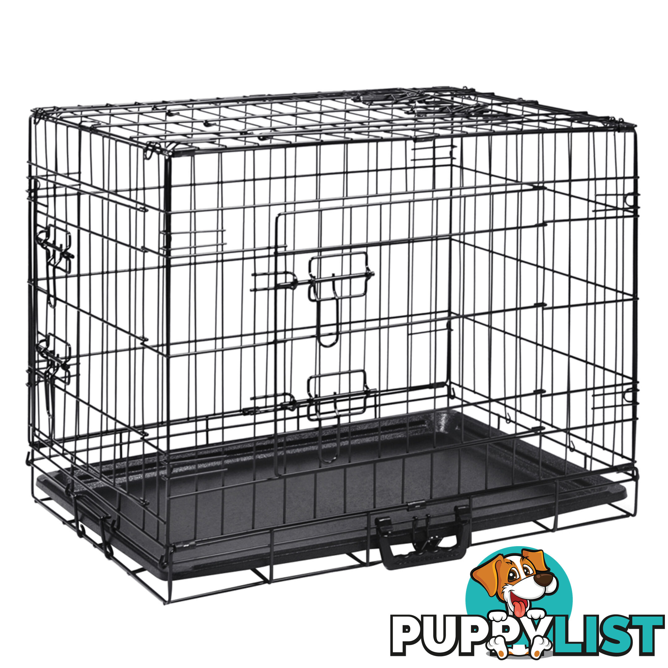 24 Inch Pet Portable Foldable Metal Cage Black