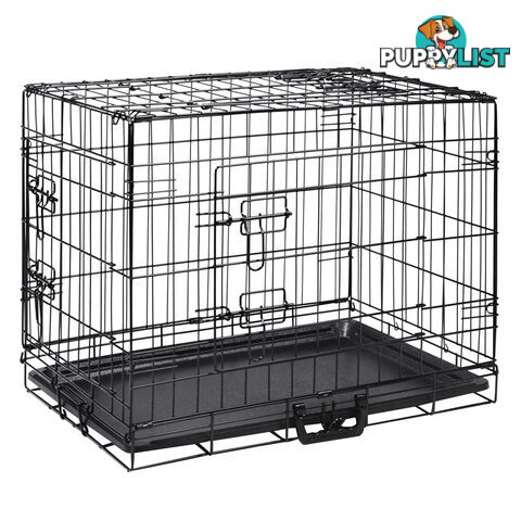 24 Inch Pet Portable Foldable Metal Cage Black