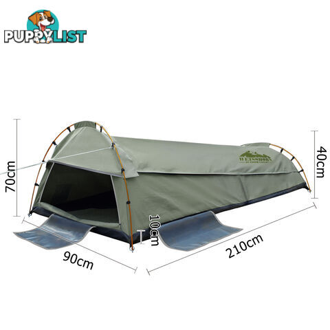 King Single Swag Camping Swags Canvas Tent Carry Bag Air Pillow Celadon