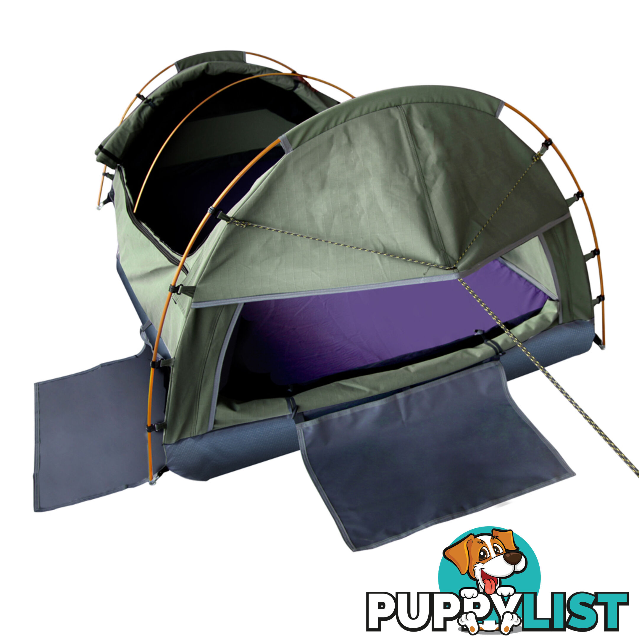 King Single Swag Camping Swags Canvas Tent Carry Bag Air Pillow Celadon