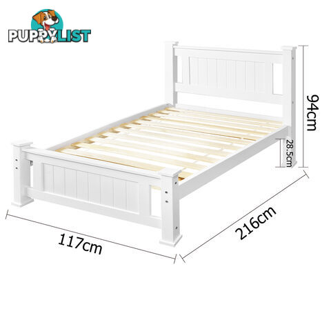 Wooden Bed Frame Pine Wood King Single White