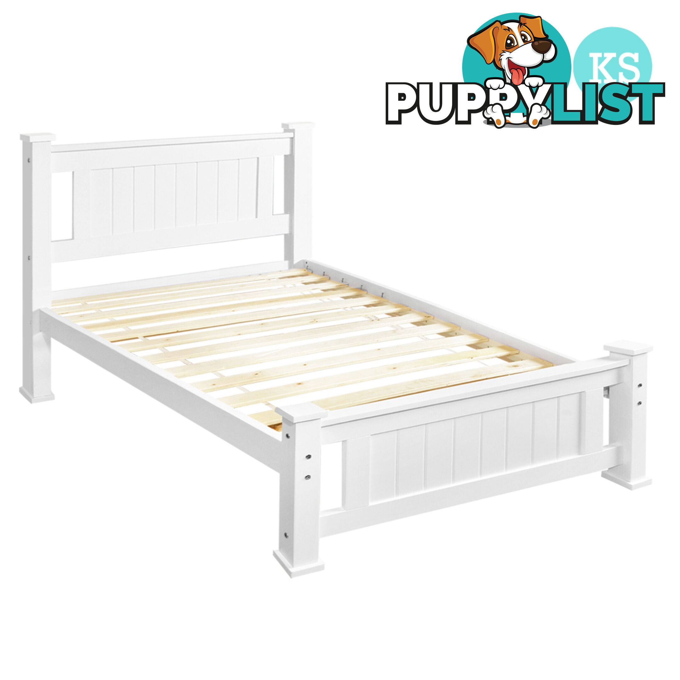 Wooden Bed Frame Pine Wood King Single White