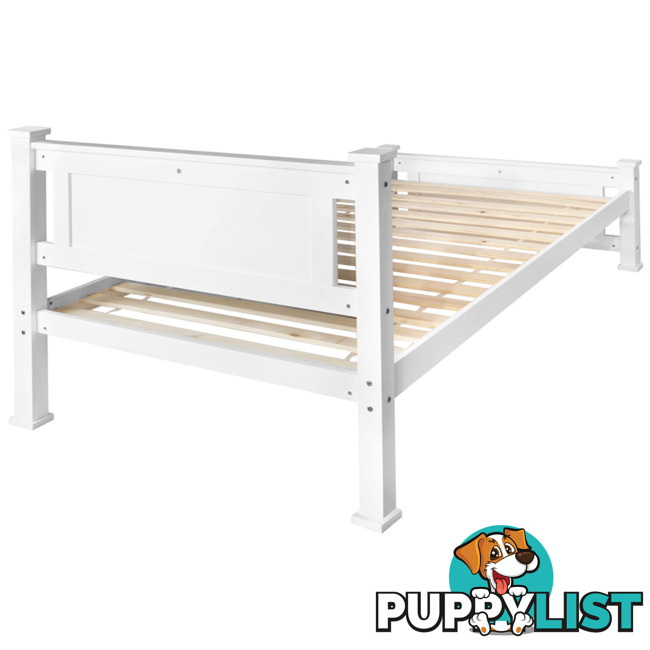 Wooden Bed Frame Pine Wood King Single White