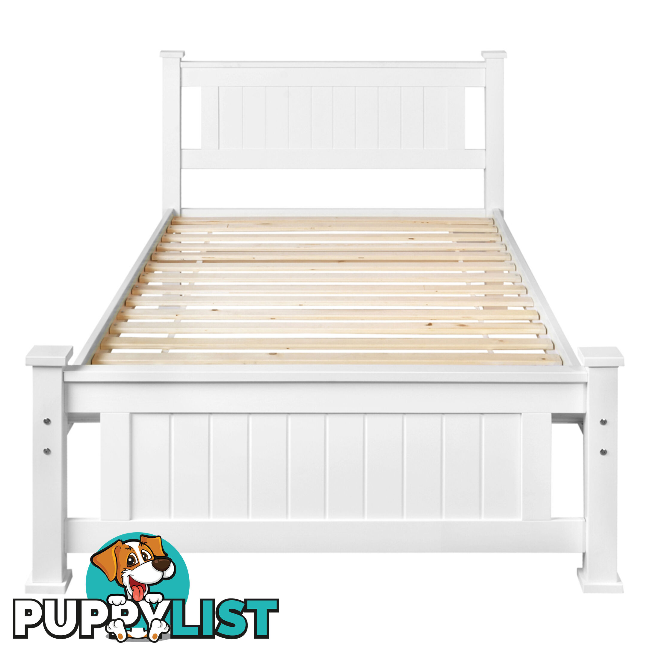 Wooden Bed Frame Pine Wood King Single White