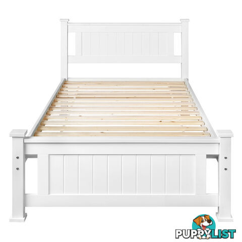 Wooden Bed Frame Pine Wood King Single White