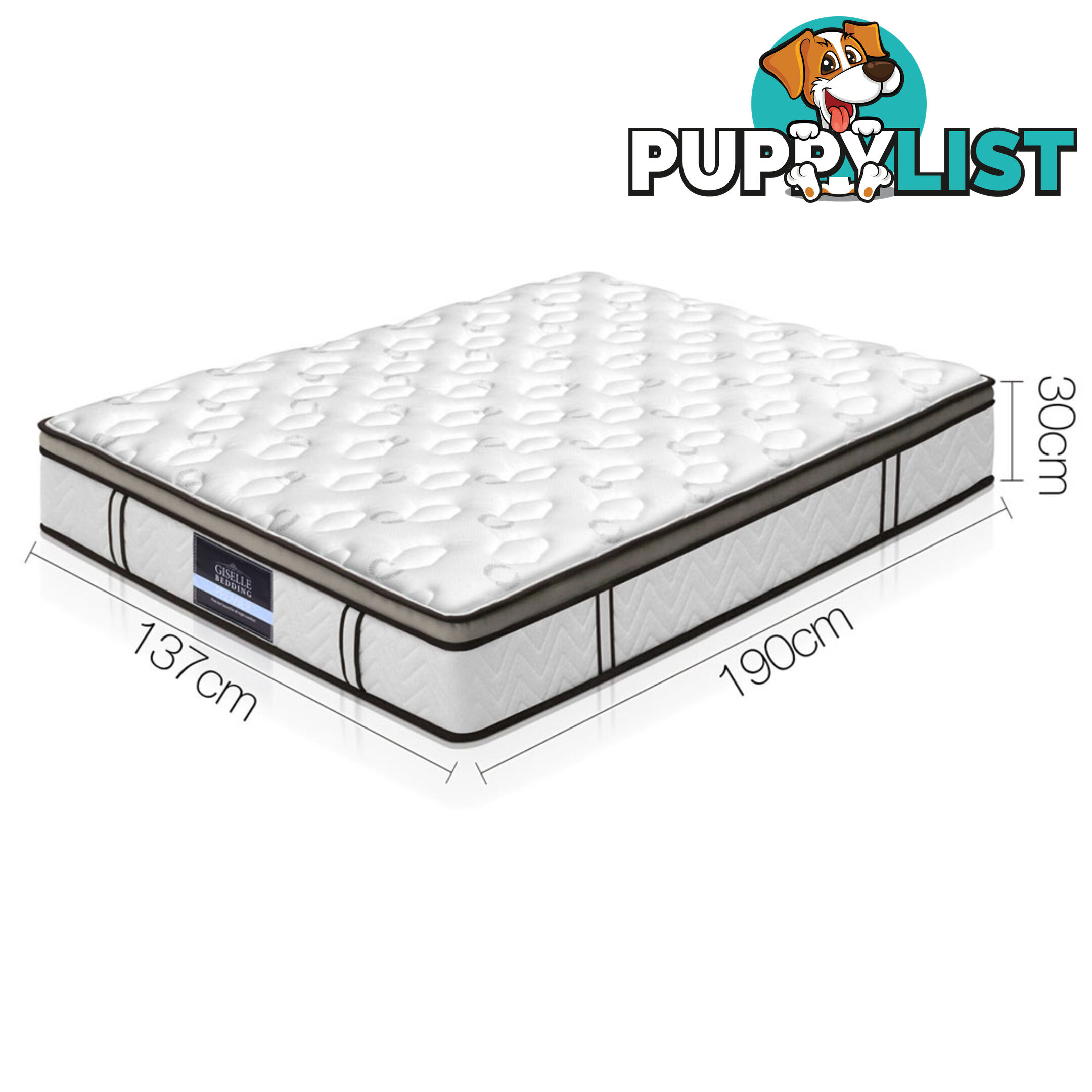 Natural Latex Euro Top Mattress Pocket Spring Back Support Foam Bed Double Size