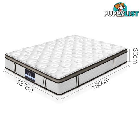 Natural Latex Euro Top Mattress Pocket Spring Back Support Foam Bed Double Size