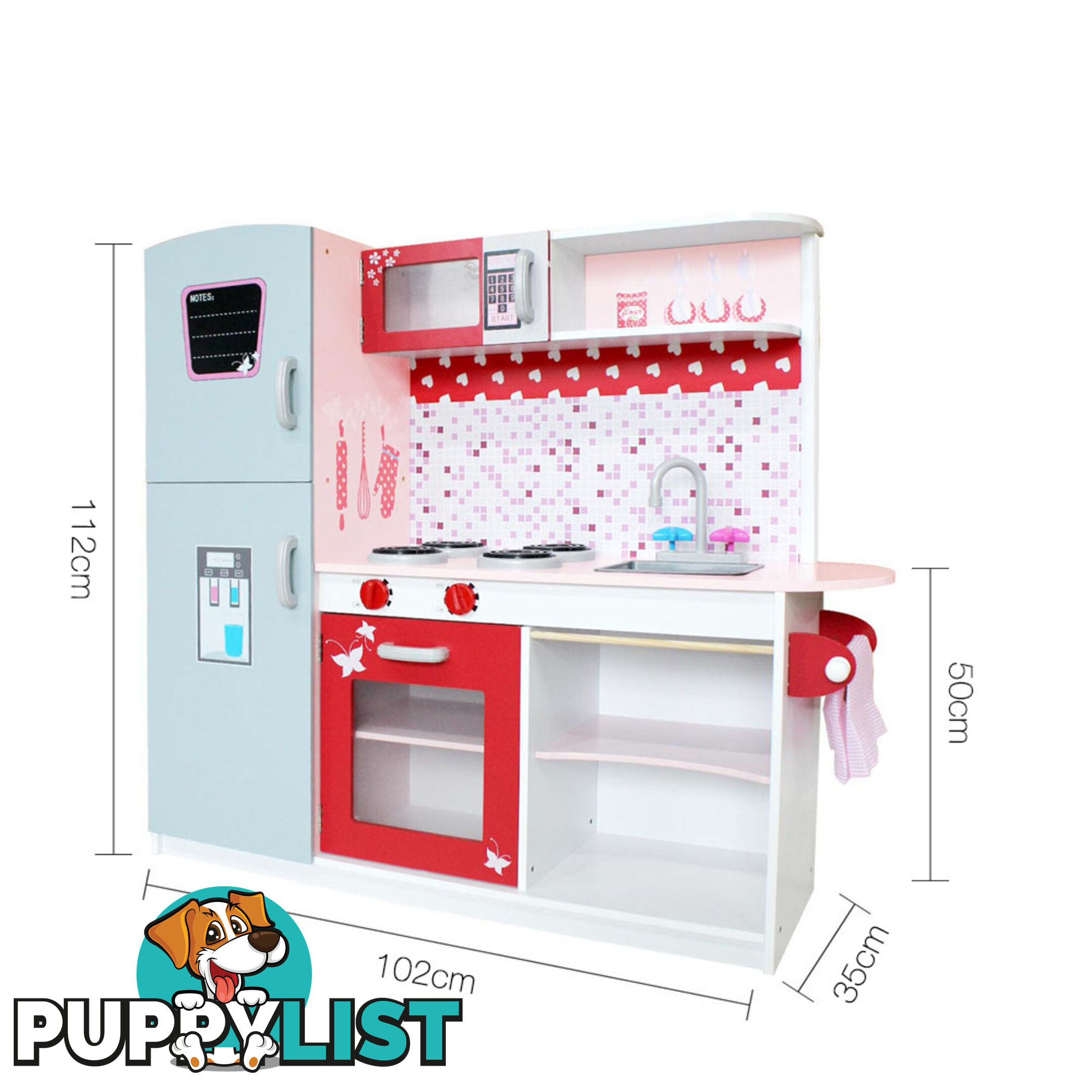 Children Wooden Kitchen Play Set w/ Fridge Pink