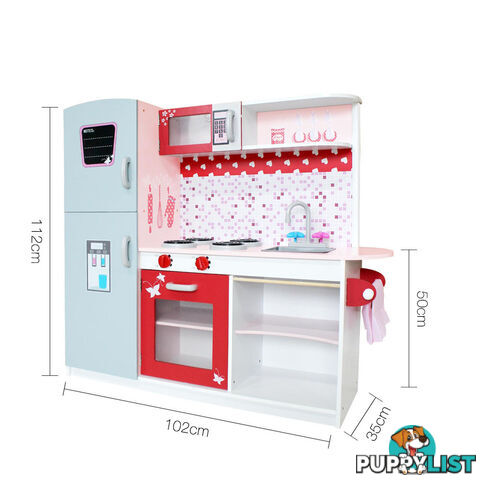 Children Wooden Kitchen Play Set w/ Fridge Pink