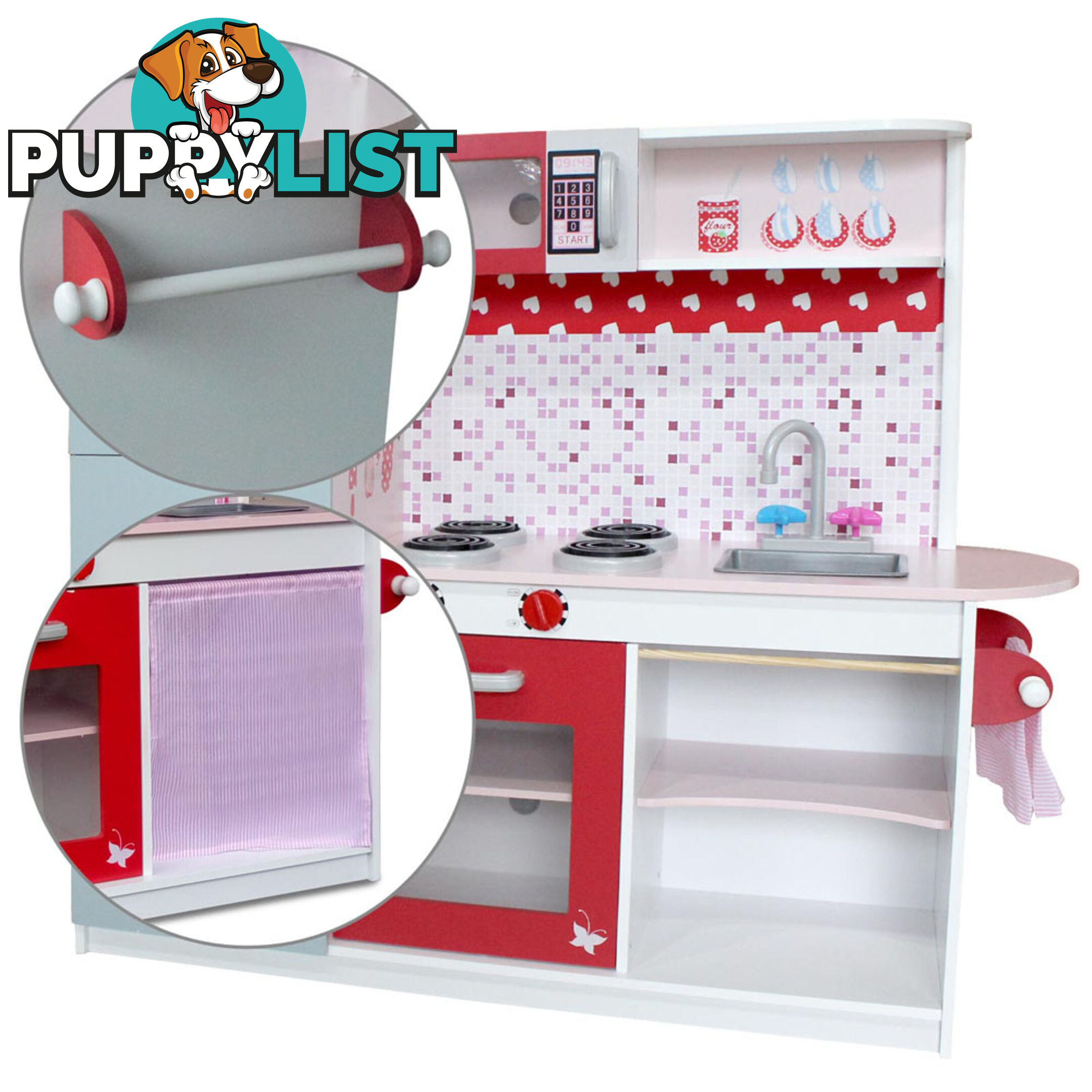 Children Wooden Kitchen Play Set w/ Fridge Pink