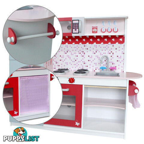 Children Wooden Kitchen Play Set w/ Fridge Pink