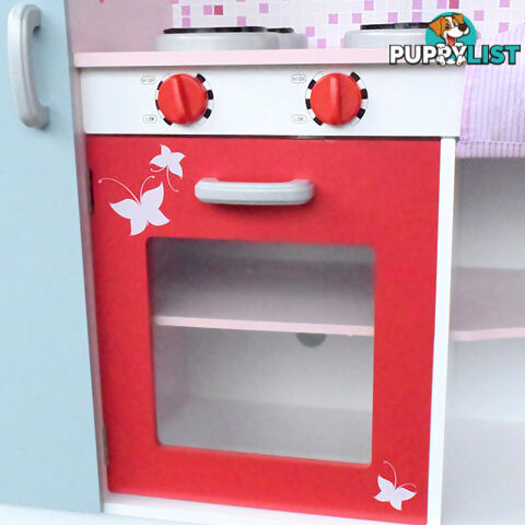 Children Wooden Kitchen Play Set w/ Fridge Pink