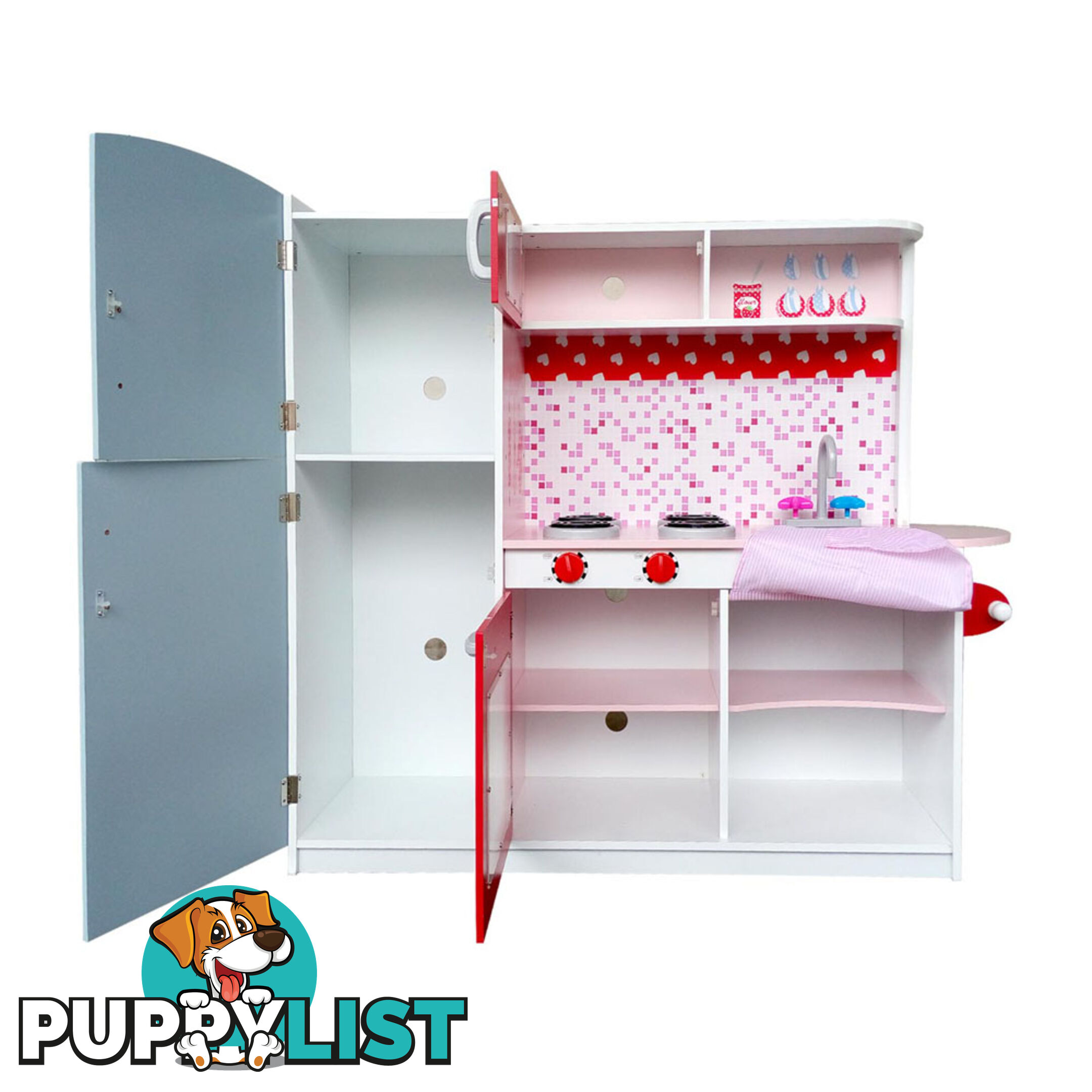 Children Wooden Kitchen Play Set w/ Fridge Pink