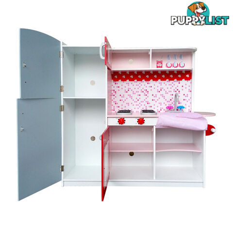 Children Wooden Kitchen Play Set w/ Fridge Pink