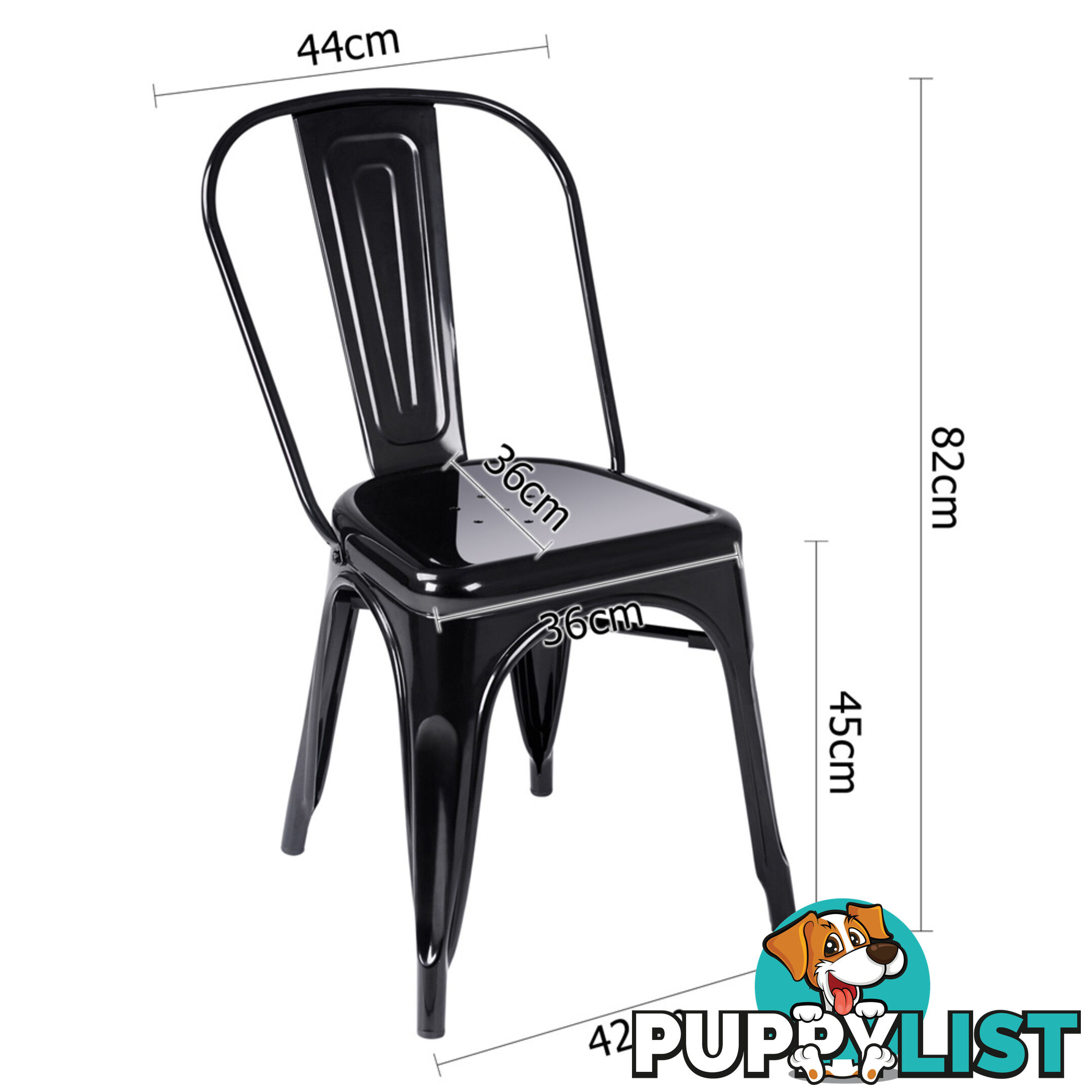 Set of 4 Replica Tolix Dining Metal Chair Gloss Black