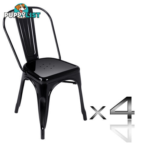 Set of 4 Replica Tolix Dining Metal Chair Gloss Black